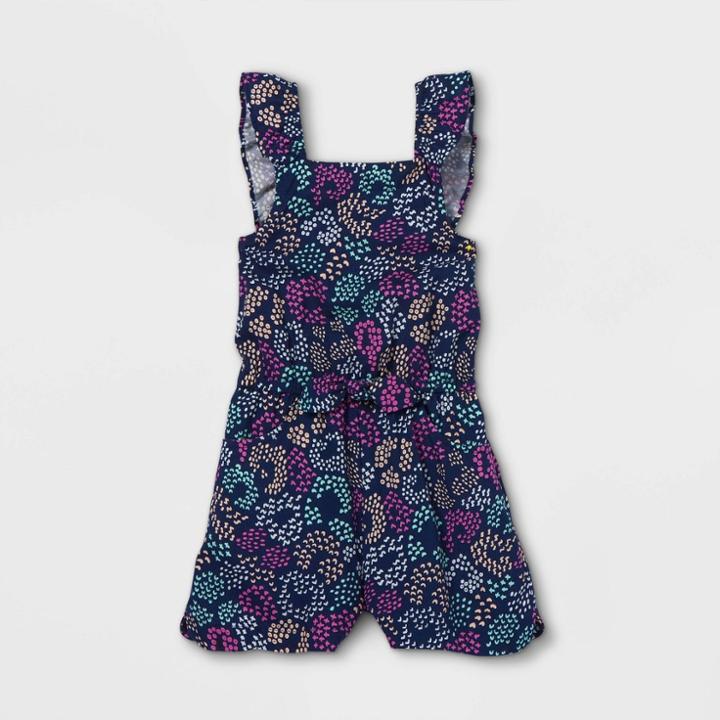 Toddler Girls' Ruffle Sleeve Romper - Cat & Jack Navy