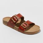 Women's Mad Love Keava Wide Width Double Band Footbed Sandals - Cognac (red) 5w,
