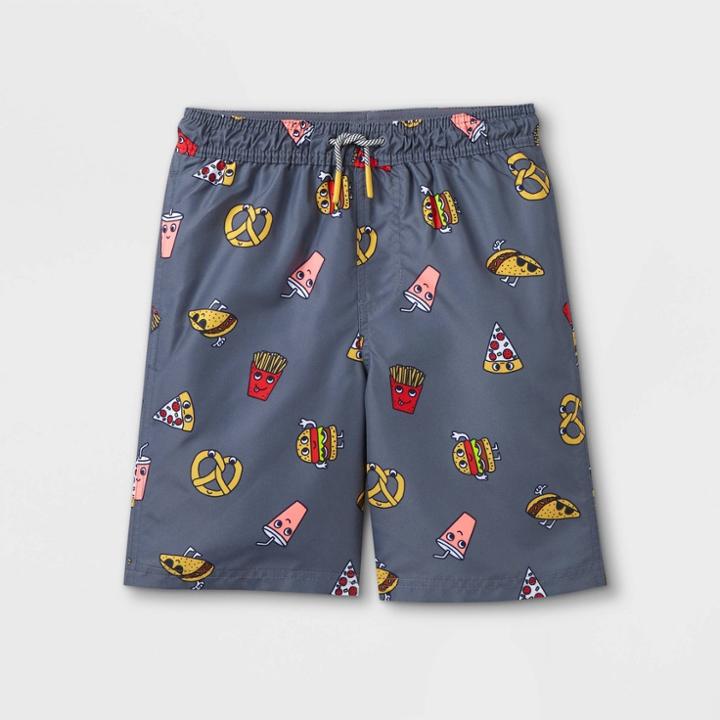 Boys' Food Print Volley Swim Trunks - Cat & Jack Gray