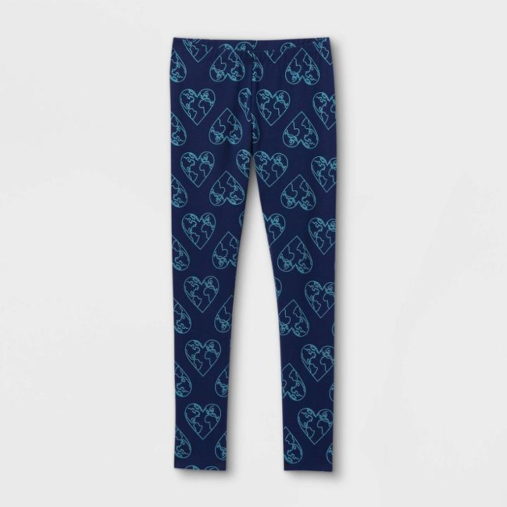 Girls' Earth Leggings - Cat & Jack Navy
