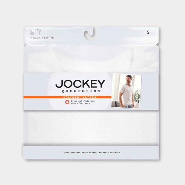 Jockey Generation Men's Stay New Cotton 3pk V-neck Short Sleeve T-shirt - White