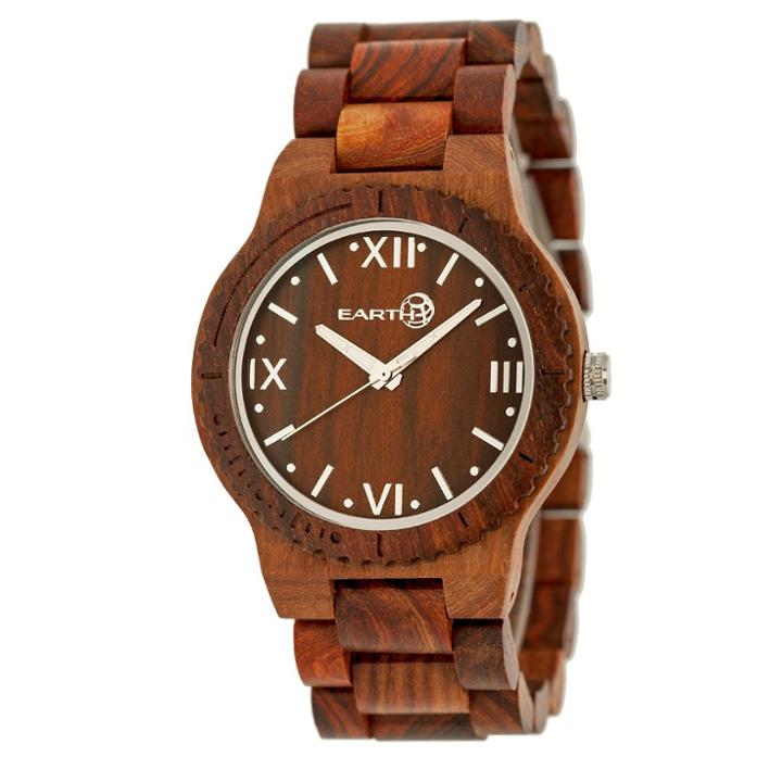 Earth Wood Men's Bighorn Eco - Friendly Sustainable Wood Bracelet Watch - Red, Red Oak