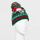 Ugly Stuff Holiday Supply Co. Women's Corgi Fairisle Pome Beanie With Light Up Eyes - Green - One Size, Women's