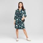 Women's Long Sleeve Tunic Dress With Side Slits - Mossimo Green