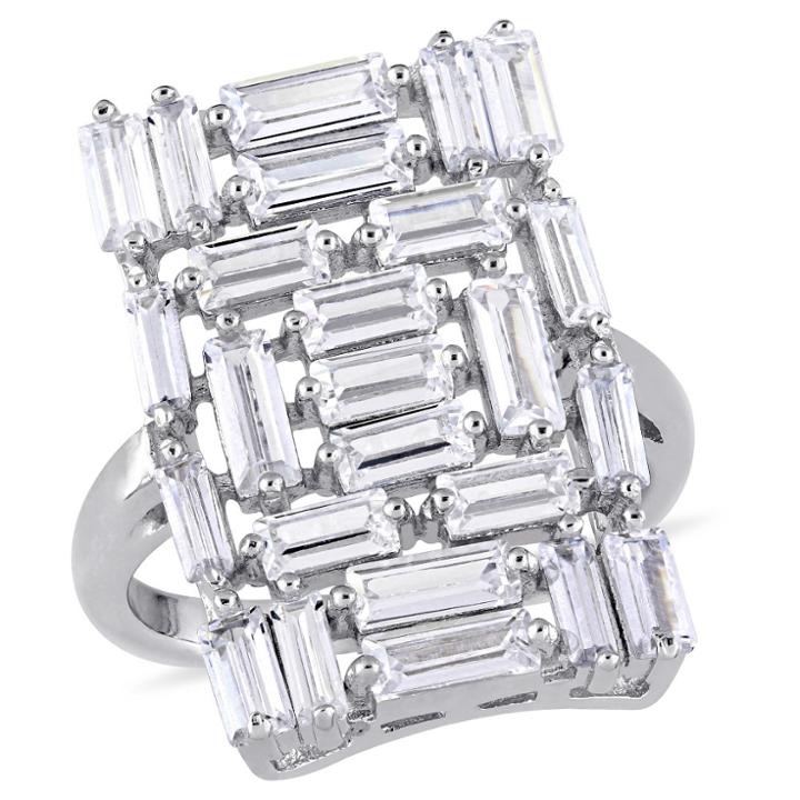 Allura 3.5 Ct. T.w. Cubic Zirconia Mosaic Geometric Ring In Sterling Silver -