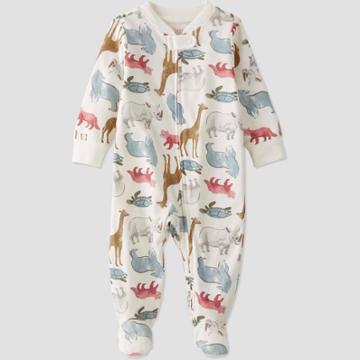 Baby Organic Cotton Endangered Animals Sleep N' Play - Little Planet By Carter's Yellow/white/blue Nb