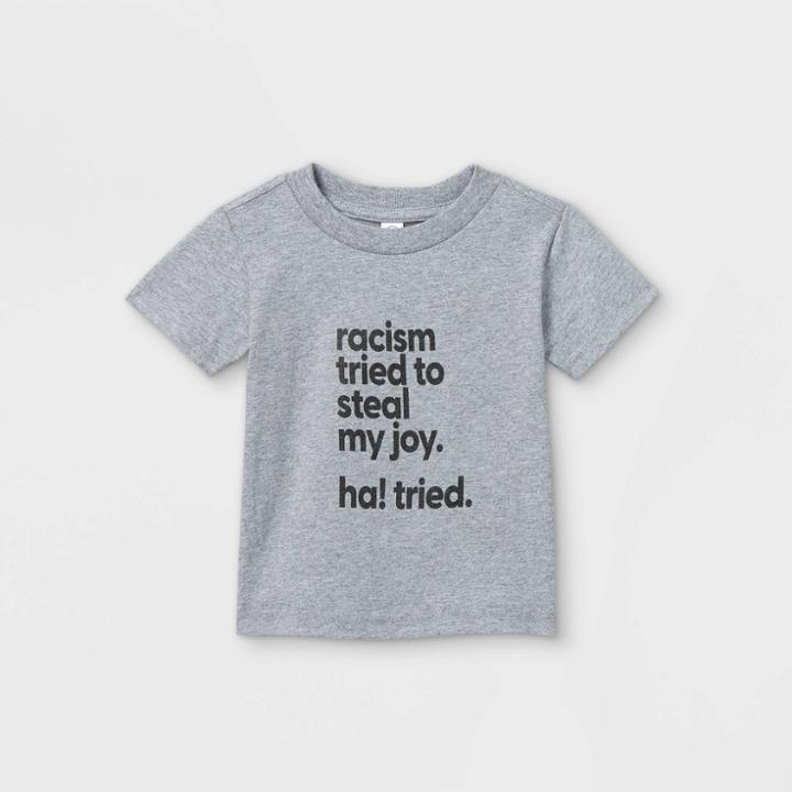 Ev Black History Month Mess In A Bottle X Target Black History Month Infant 'racism Tried To Steal My Joy Ha! Tried' Short Sleeve Graphic T-shirt - Heather Gray