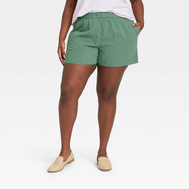 Women's Plus Size High-rise Pull-on Shorts - Universal Thread Green