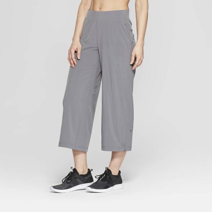Women's Woven Wide Leg Crop Mid-rise Pants - C9 Champion Dark Gray