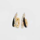 Sugarfix By Baublebar Crystal And Enamel Double Hoop Earrings - Black