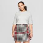 Women's Plus Size Short Elbow Sleeve T-shirt - Who What Wear Gray X