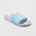 Girls' Geneva Flip Sequin Slide Sandals - Cat & Jack Aqua
