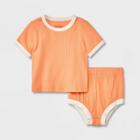 Baby Solid Short Sleeve Top & Shorts Set - Cat & Jack Orange Newborn