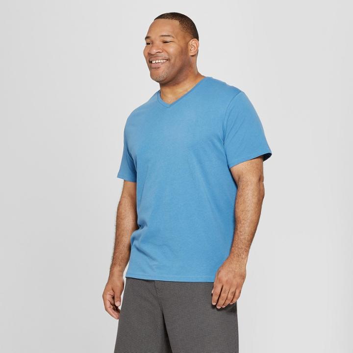 Men's Tall Short Sleeve V-neck T-shirt - Goodfellow & Co Blue Beam