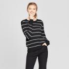 Women's Striped Metallic Pullover Sweater - A New Day Black/white