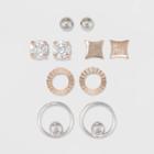 Two Tone Sterling Silver Stud Multi Shape With Cubic Zirconia Fine Jewelry Earring Set - A New Day