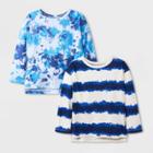 Toddler Boys' 2pk Long Sleeve Tie-dye Jersey Knit Crewneck T-shirt - Cat & Jack Blue