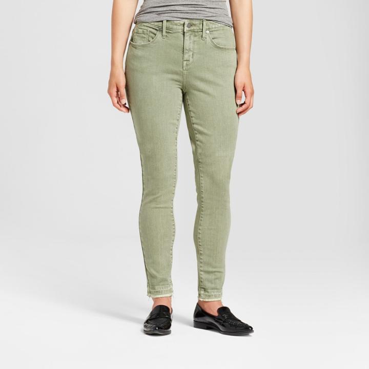 Women's Jeans Curvy Skinny Released Hem - Mossimo Olive Green