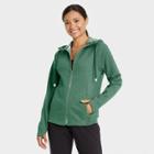 Women's Cotton Fleece Zip Front Sweatshirt - All In Motion Deep Green