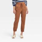 Women's High-rise Woven Ankle Jogger Pants - A New Day Dark Brown