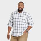 Men's Tall Plaid Standard Fit Long Sleeve Button-down Shirt - Goodfellow & Co Navy Blue/plaid