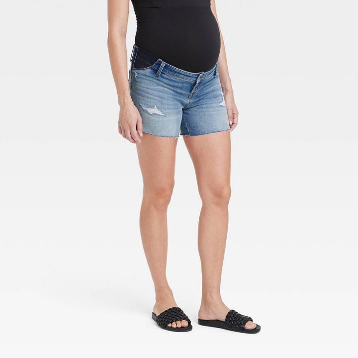 Under Belly Maternity Jean Shorts - Isabel Maternity By Ingrid & Isabel Medium Wash 00,