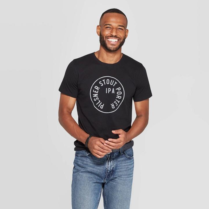 Petitemen's Standard Fit Short Sleeve Crew Neck Graphic T-shirt - Goodfellow & Co Black S, Men's,