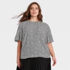 Women's Plus Size Short Sleeve Essential Woven Blouse - A New Day White/black