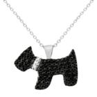 Target 0.01 Ct.t.w. Round-cut Black Diamond Accent Prong Set Dog Silver Plated Pendant Necklace