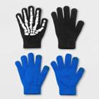 Boys' 2pk Graphic And Solid Gloves - Cat & Jack Black/blue