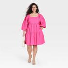 Women's Plus Size Short Sleeve A-line Dress - A New Day Pink