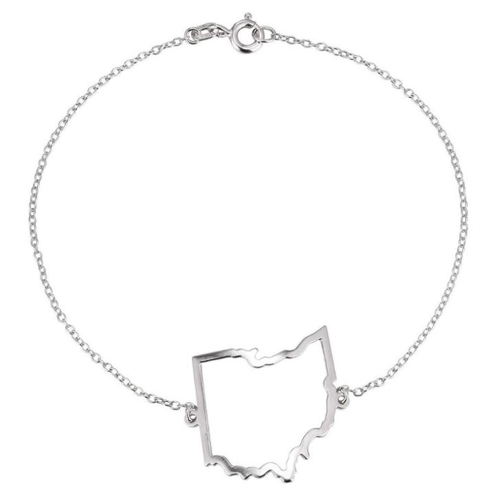 Prime Art & Jewel Sterling Silver Cutout Ohio State Bracelet, 7.5, Girl's, Silver/ohio