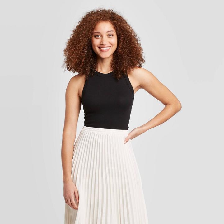 Women's Regular Fit Crewneck Tank Top - A New Day Black