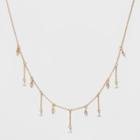 Delicate Drop Pink Stone Fringe Chain Necklace - A New Day,