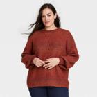 Women's Plus Size Crewneck Ombre Pullover Sweater - Ava & Viv Red X