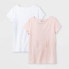 Girls' Adaptive 2pk Short Sleeve G-tube Access T-shirt - Cat & Jack White/pink