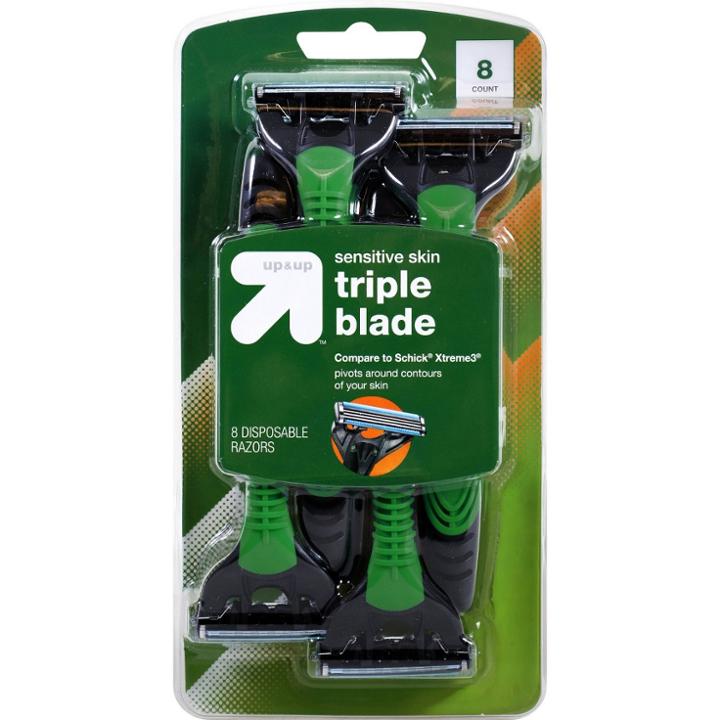 Men's Triple Blade Sensitive Skin Disposable Razor - 8ct - Up & Up