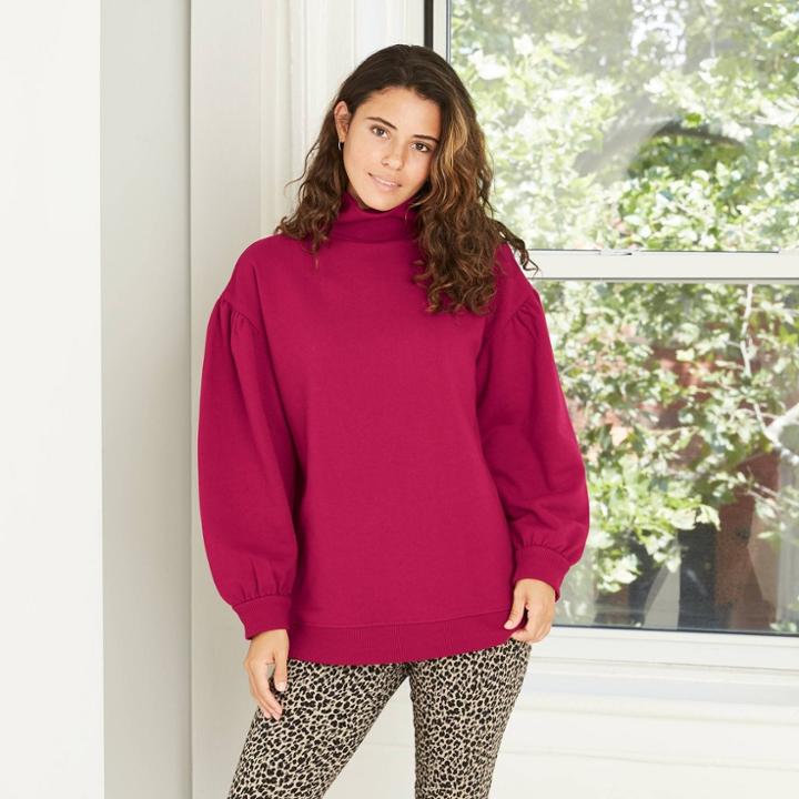 Women's Long Sleeve Mock Turtleneck T-shirt - A New Day Rose