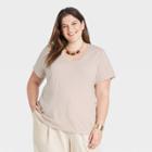 Women's Plus Size Slim Fit Short Sleeve V-neck T-shirt - A New Day