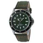 Peugeot Watches Peugeot Men's Sports Bezel Canvas Strap Watch - Green, Olive Tree
