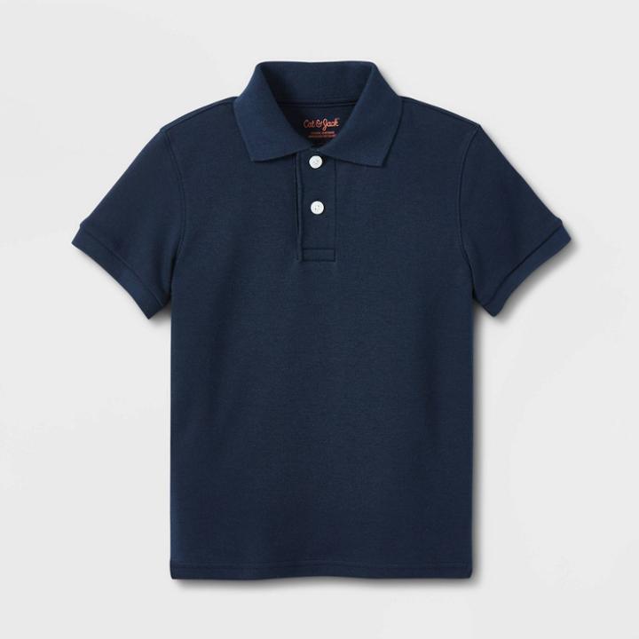 Boys' Short Sleeve Interlock Uniform Polo Shirt - Cat & Jack Navy