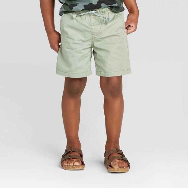 Toddler Boys' Twill Pull-on Shorts - Cat & Jack Green12m, Toddler Boy's