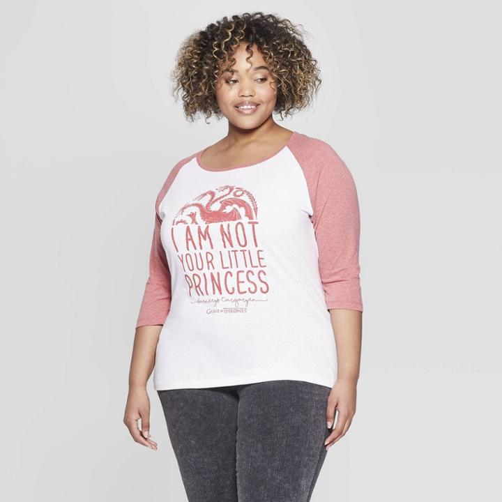 Women's Game Of Thrones I'm Not Your Princess Raglan Plus Size 3/4 Sleeve T-shirt - (juniors') - White