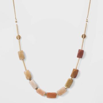 Semi-precious Gold And Topaz Beaded Chain Necklace - Universal Thread Honey, Women's