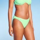 Women's Scoop Front High Leg Cheeky Bikini Bottom - Wild Fable Light Green Xxs