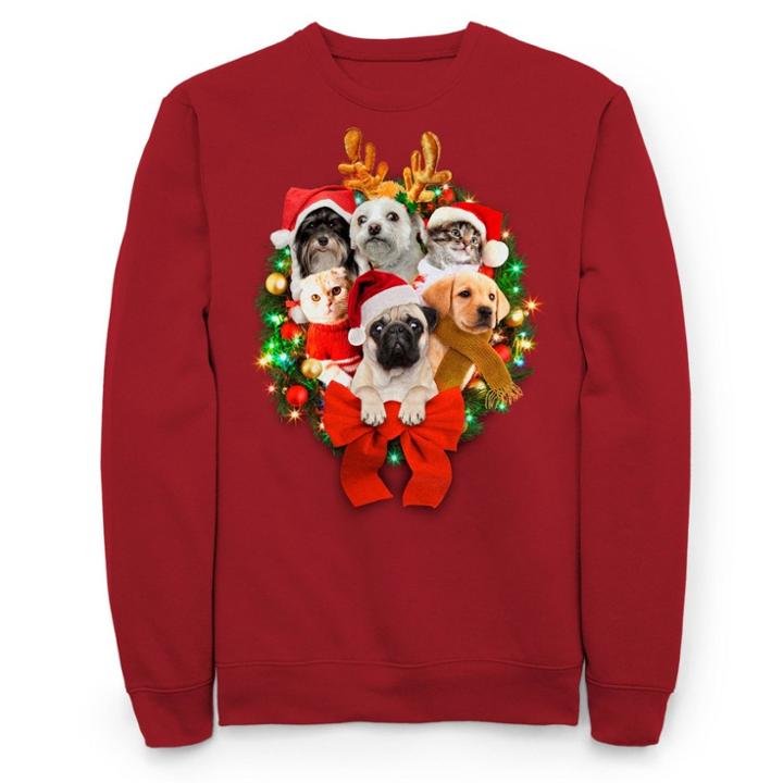 Fifth Sun Men's Light Up Critters Holiday Fleece Sweater - Red M,