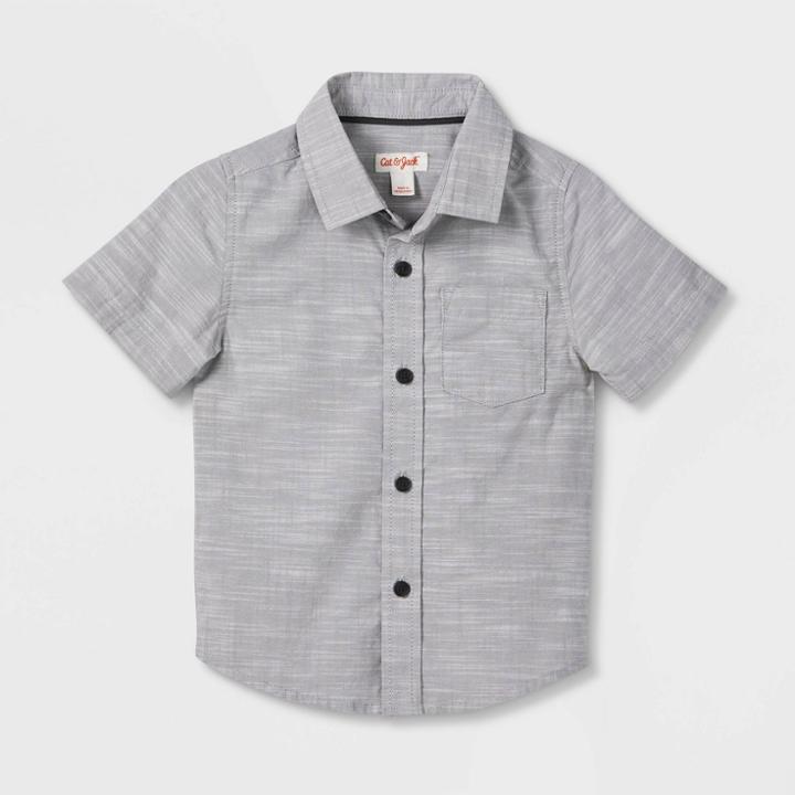 Toddler Boys' Short Sleeve Poplin Shirt - Cat & Jack Gray