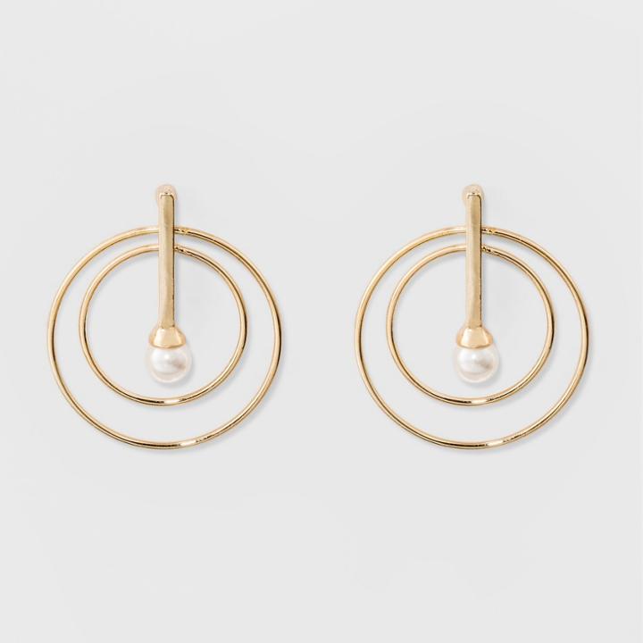 Pearl With Double Circle Earrings - A New Day Pearl/gold