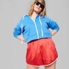Women's Plus Size Cropped Zip-up Hoodie - Wild Fable Blue