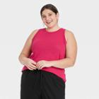 Women's Plus Size Linen Tank Top - A New Day Dark Pink